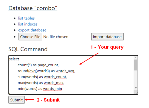 Sqlite Interface Query