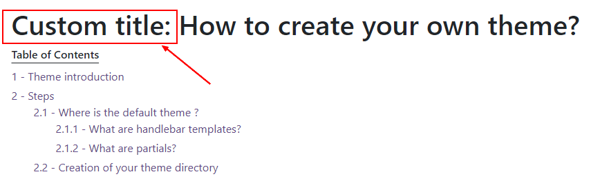 Theme Creation Custom Title Result